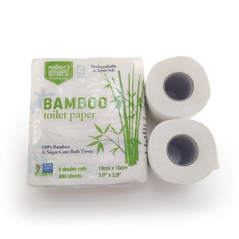 Tree Free Bamboo Toilet Paper, Septic Safe, Biodegradable, Eco Friendly Bath Tissue with Soft, Quick Dissolving 2 Ply Sheets,300 Sheets Per Roll, 48 Double Roll